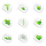 Medical Science Themed White and Green Icon 9 Pack